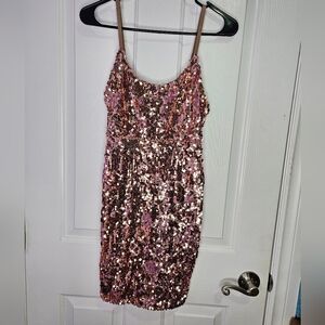 Sparkly Pink Sequin Mini Dress, Small